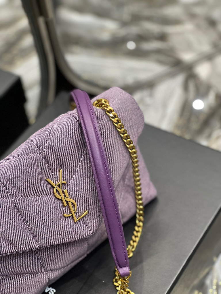YSL 620333 Saint Laurent Puffer Toy Bag In Jersey Purple