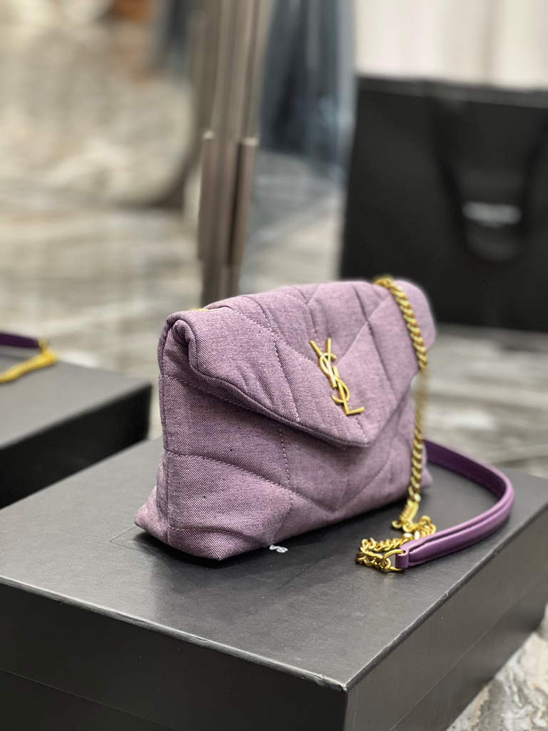 YSL 620333 Saint Laurent Puffer Toy Bag In Jersey Purple