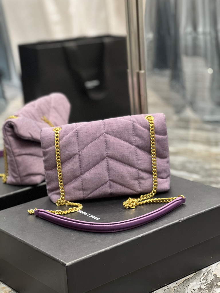 YSL 620333 Saint Laurent Puffer Toy Bag In Jersey Purple