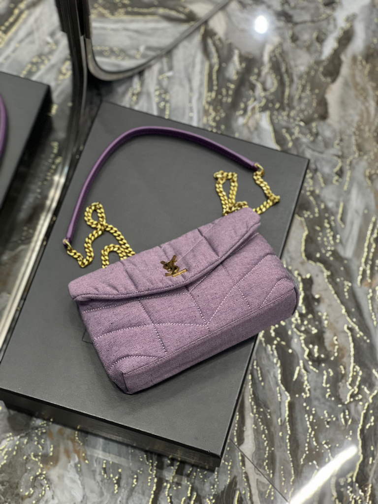 YSL 620333 Saint Laurent Puffer Toy Bag In Jersey Purple
