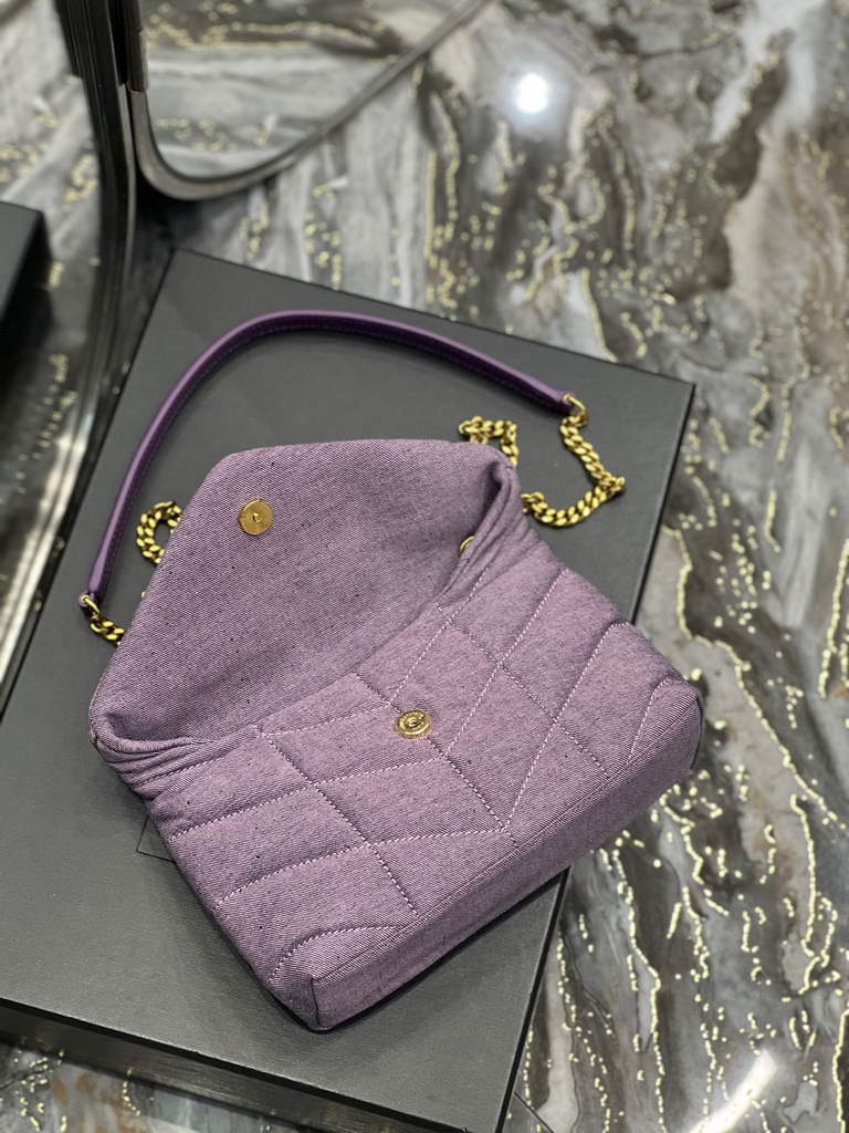YSL 620333 Saint Laurent Puffer Toy Bag In Jersey Purple