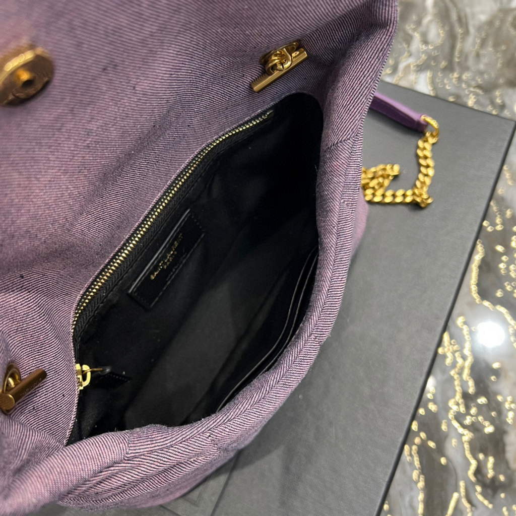 YSL 620333 Saint Laurent Puffer Toy Bag In Jersey Purple