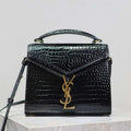 YSL 623930 Cassandra Mini Top Handle Bag In Crocodile pattern Leather Black - Default Title - View 1