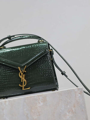 YSL 623930 Cassandra Mini Top Handle Bag In Crocodile pattern Leather Green - Default Title - View 4