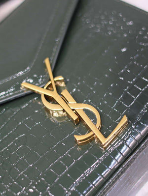 YSL 623930 Cassandra Mini Top Handle Bag In Crocodile pattern Leather Green - Default Title - View 8