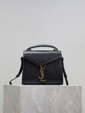 YSL 623930 Cassandra Mini Top Handle Bag In Grain De Poudre Embossed Leather