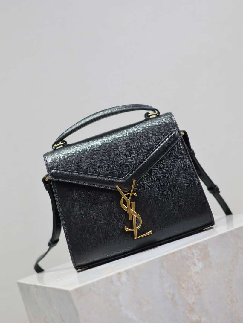 YSL 623930 Cassandra Mini Top Handle Bag In Grain De Poudre Embossed Leather