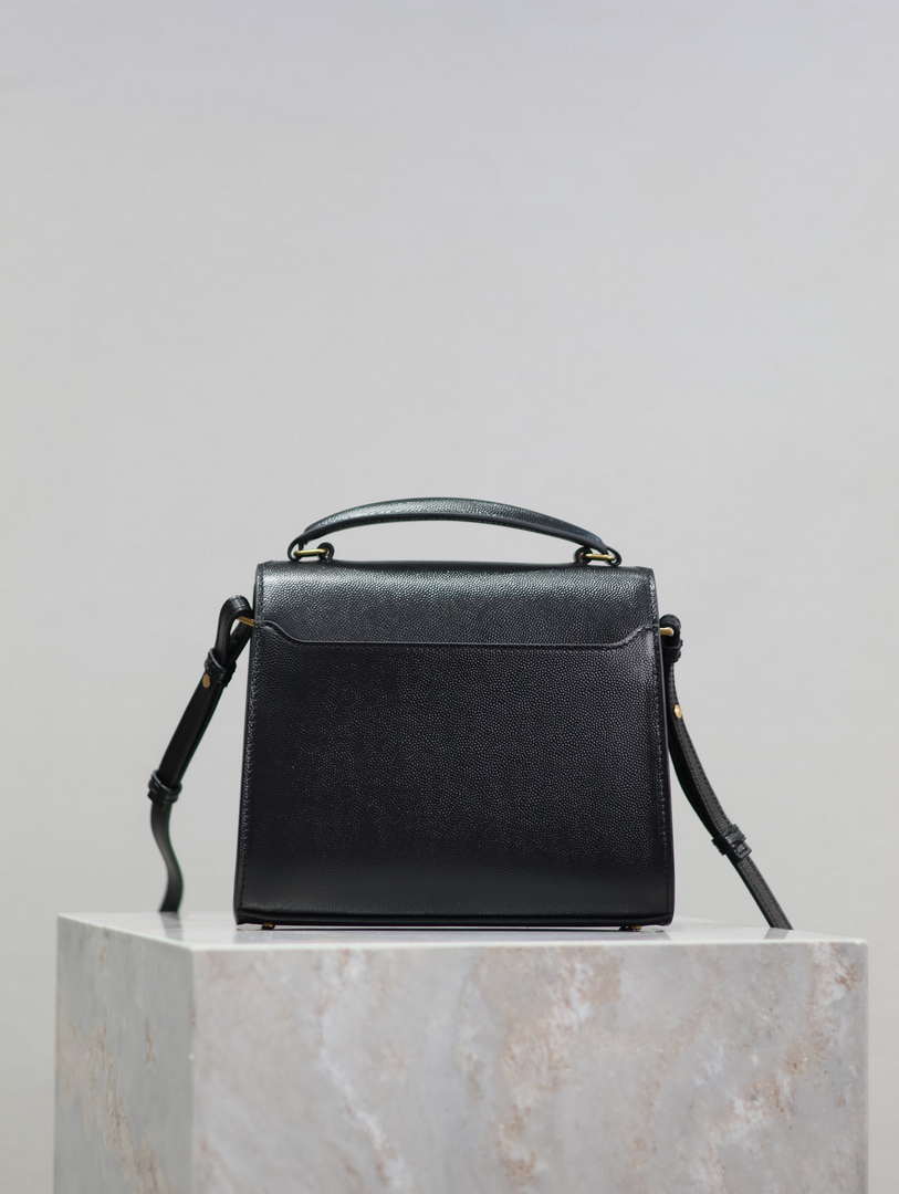 YSL 623930 Cassandra Mini Top Handle Bag In Grain De Poudre Embossed Leather