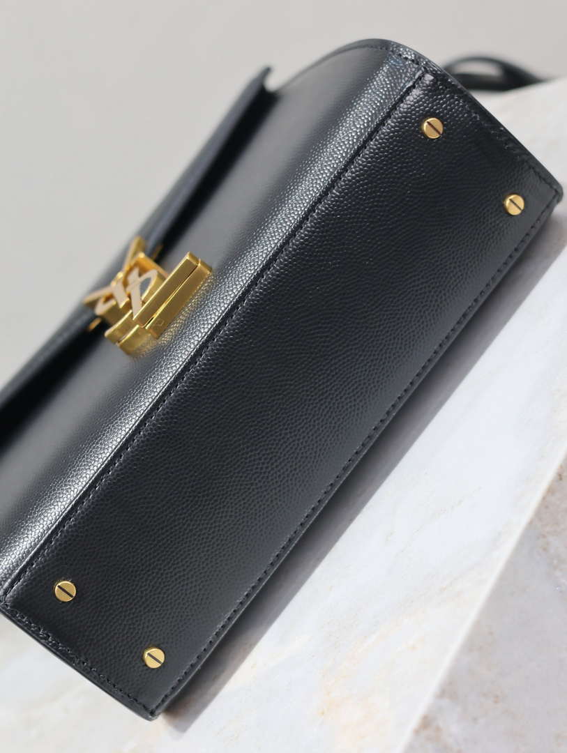 YSL 623930 Cassandra Mini Top Handle Bag In Grain De Poudre Embossed Leather