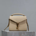 YSL 623930 Cassandra Mini Top Handle Bag In Grain De Poudre Embossed Leather Apricot - Default Title - View 1