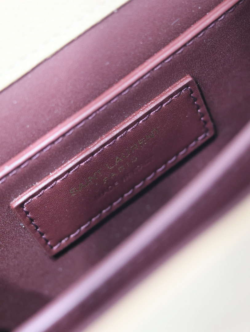YSL 623930 Cassandra Mini Top Handle Bag In Grain De Poudre Embossed Leather Apricot