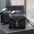 YSL 623930 Cassandra Mini Top Handle In Box Saint Laurent Braided with top-grain cowhide Black - Default Title - View 1