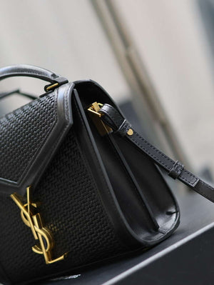 YSL 623930 Cassandra Mini Top Handle In Box Saint Laurent Braided with top-grain cowhide Black - Default Title - View 5