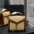 YSL 623930 Cassandra Mini Top Handle In Box Saint Laurent Braided with top-grain cowhide Brown - Default Title - View 1