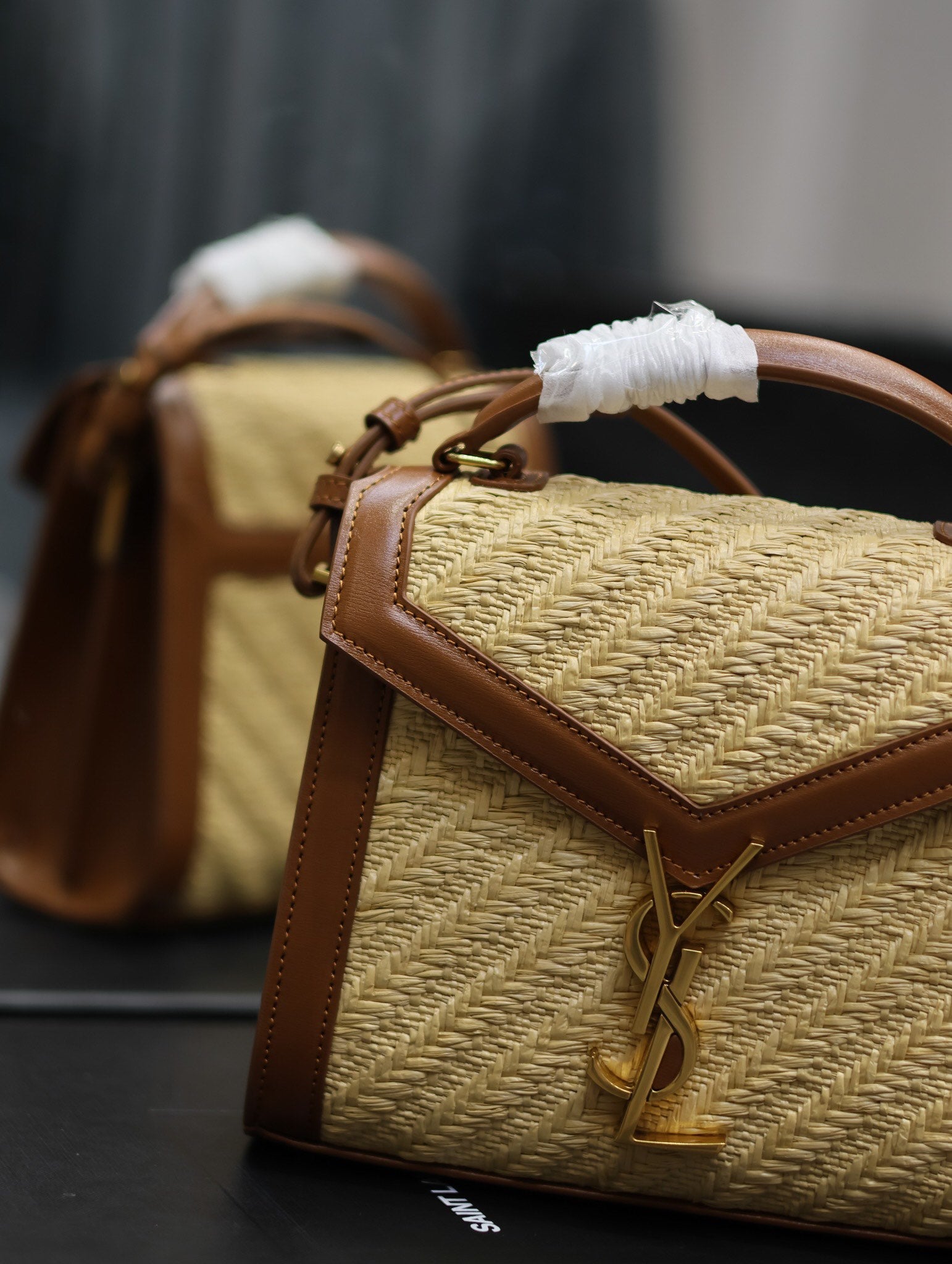 YSL 623930 Cassandra Mini Top Handle In Box Saint Laurent Braided with top-grain cowhide Brown - Default Title - View 4