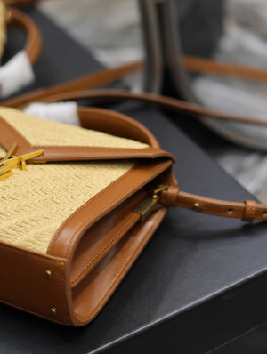 YSL 623930 Cassandra Mini Top Handle In Box Saint Laurent Braided with top-grain cowhide Brown - Default Title - View 8