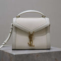 YSL 623930 Cassandra Mini Top Handle In Box Saint Laurent linen with White Leather - Default Title - View 1