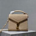 YSL 623930 Cassandra Mini Top Handle In Box Saint Laurent Suede Beige - Default Title - View 1