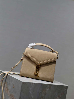 YSL 623930 Cassandra Mini Top Handle In Box Saint Laurent Suede Beige - Default Title - View 2