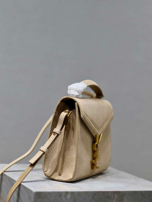 YSL 623930 Cassandra Mini Top Handle In Box Saint Laurent Suede Beige - Default Title - View 6