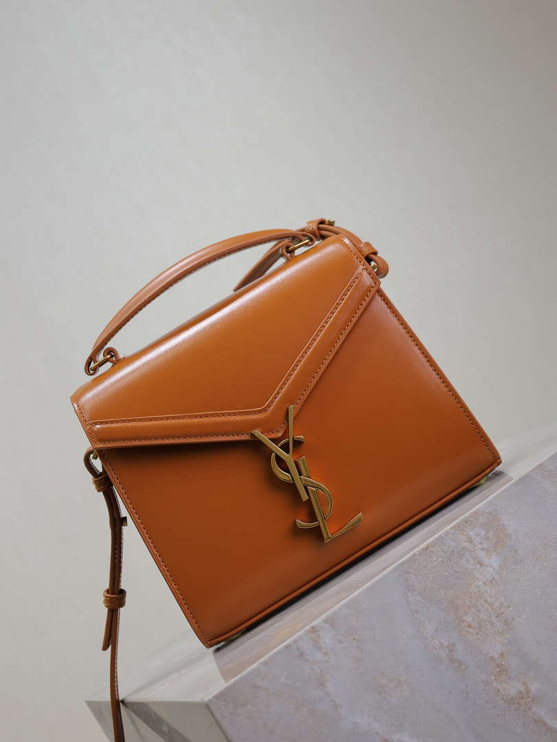 YSL 623930 Cassandra Mini Top Handle In Box Saint Laurent Tan