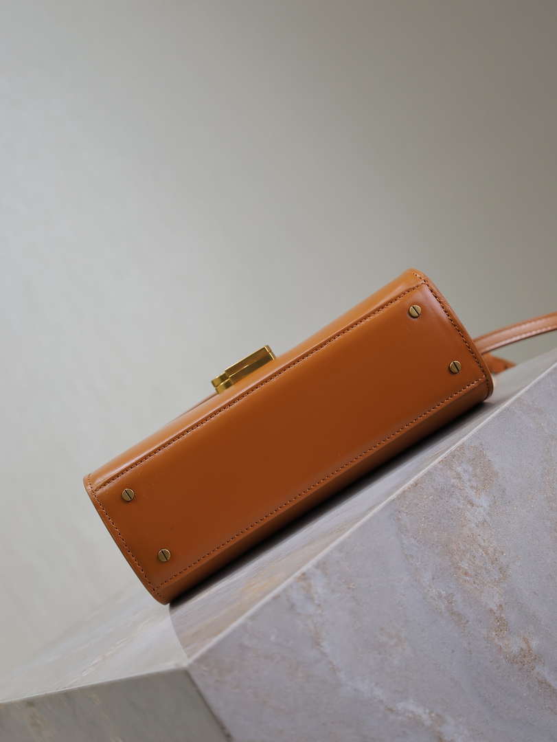 YSL 623930 Cassandra Mini Top Handle In Box Saint Laurent Tan