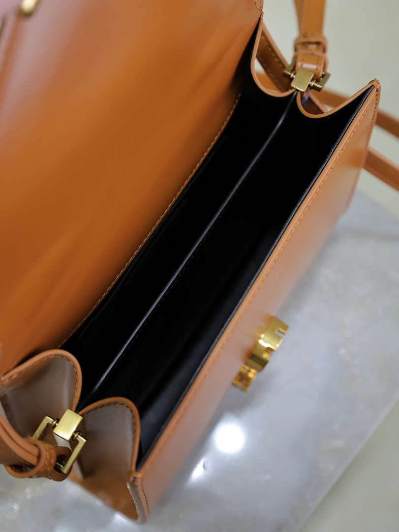 YSL 623930 Cassandra Mini Top Handle In Box Saint Laurent Tan