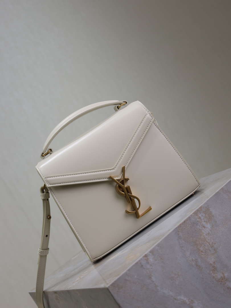 YSL 623930 Cassandra Mini Top Handle In Box Saint Laurent White