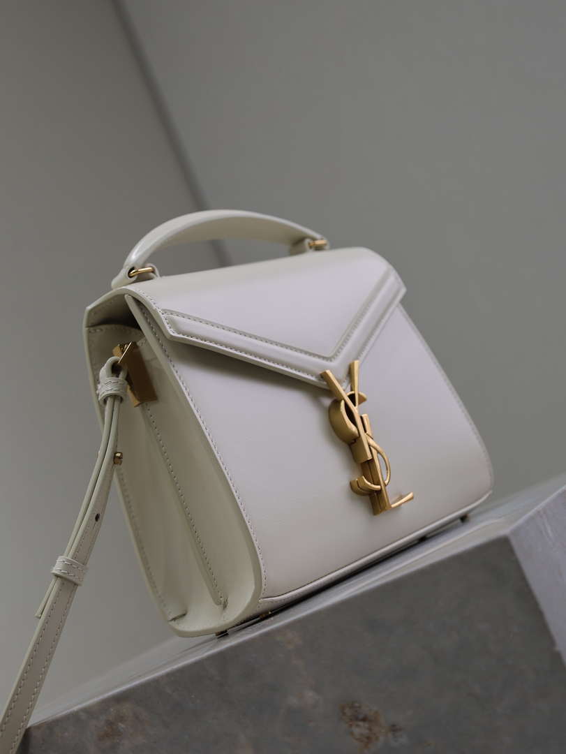 YSL 623930 Cassandra Mini Top Handle In Box Saint Laurent White