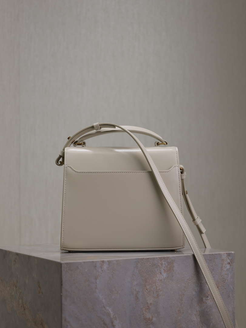 YSL 623930 Cassandra Mini Top Handle In Box Saint Laurent White