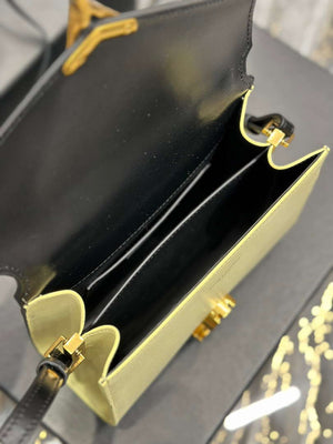 YSL 623930 Cassandra Mini Top Handle In Box Saint Laurent Black & Yellow - Default Title - View 8