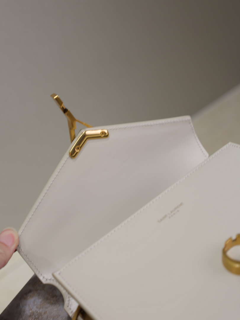 YSL 623930 Cassandra Mini Top Handle In Box Saint Laurent White