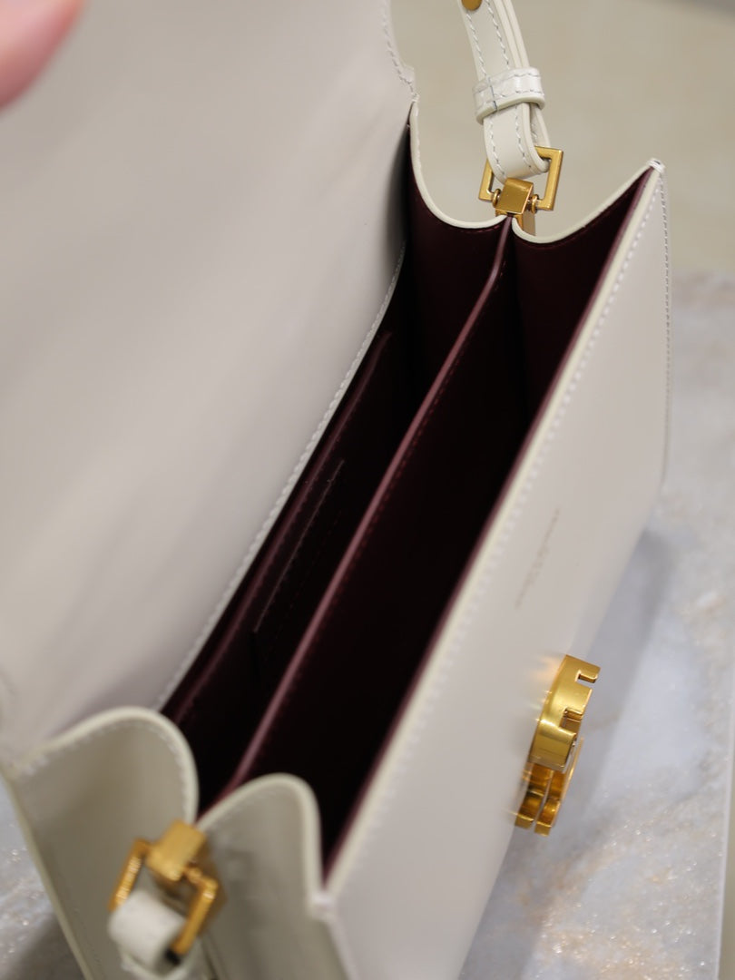 YSL 623930 Cassandra Mini Top Handle In Box Saint Laurent White