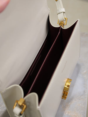 YSL 623930 Cassandra Mini Top Handle In Box Saint Laurent White - Default Title - View 9