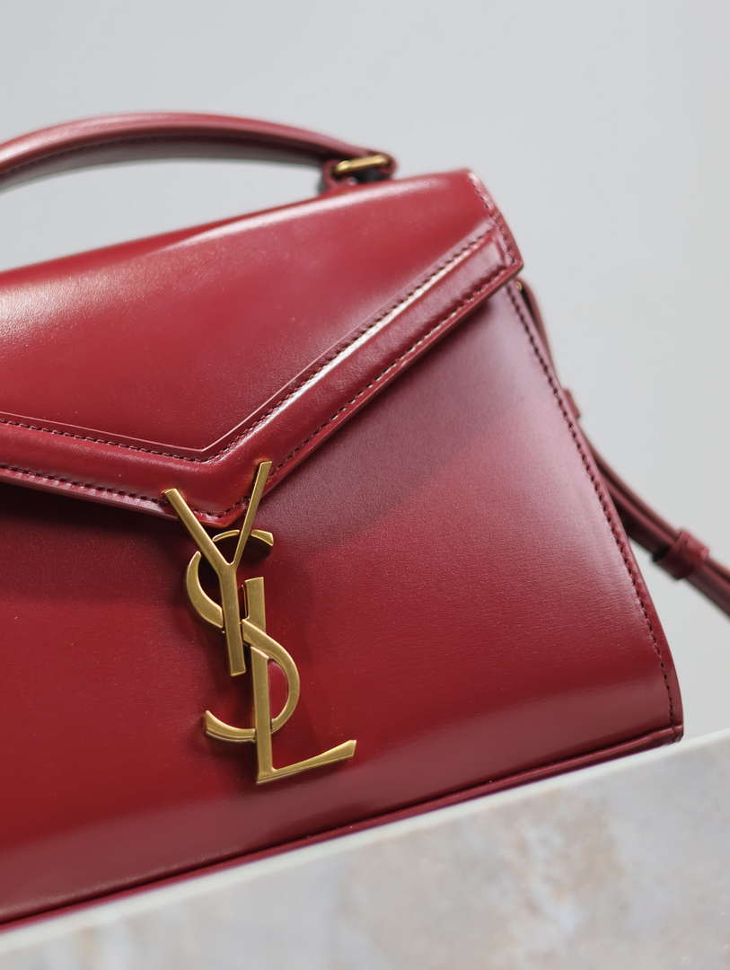 YSL 623930 Cassandra Mini Top Handle In Box Saint Laurent Wine Red - Default Title - View 3