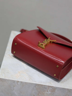 YSL 623930 Cassandra Mini Top Handle In Box Saint Laurent Wine Red - Default Title - View 4