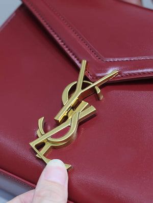 YSL 623930 Cassandra Mini Top Handle In Box Saint Laurent Wine Red - Default Title - View 5