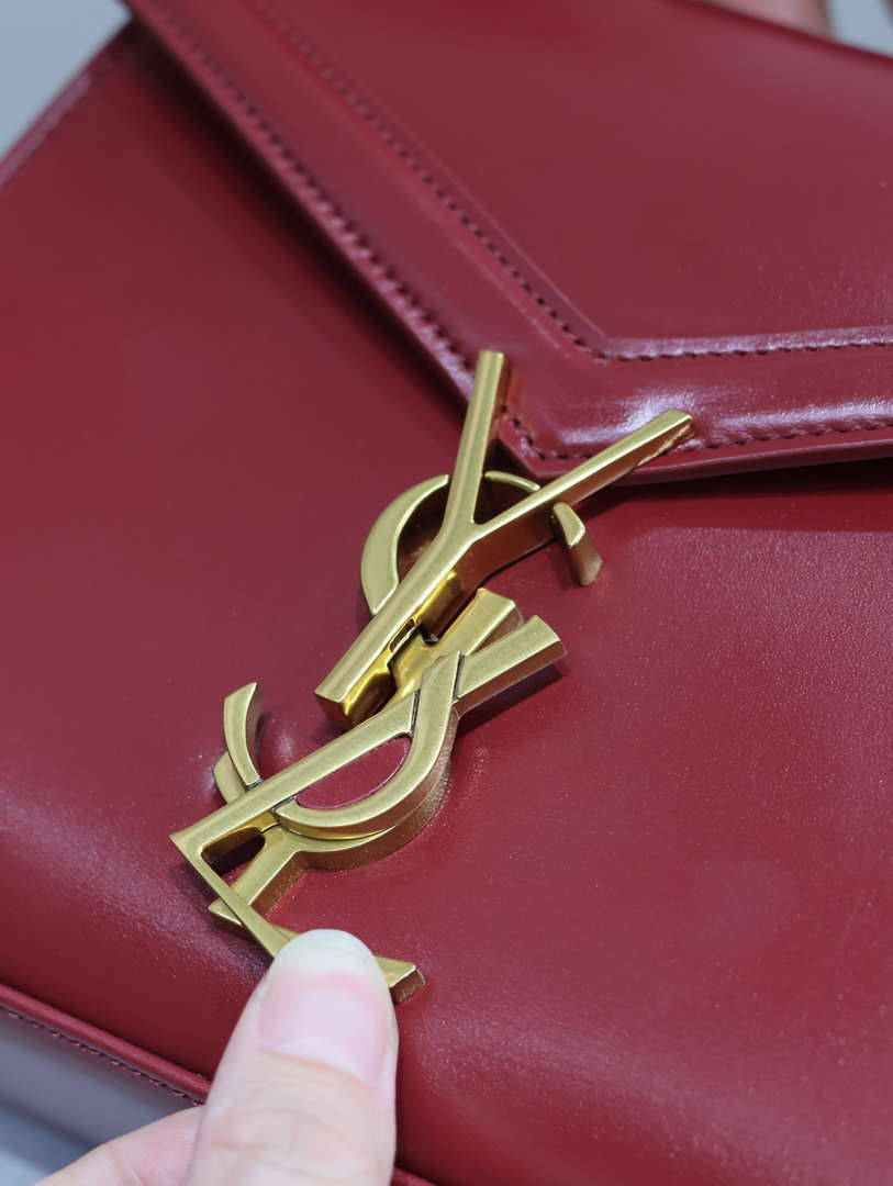 YSL 623930 Cassandra Mini Top Handle In Box Saint Laurent Wine Red