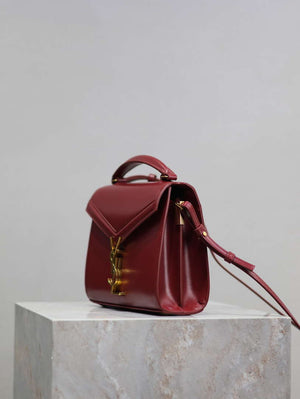 YSL 623930 Cassandra Mini Top Handle In Box Saint Laurent Wine Red - Default Title - View 6