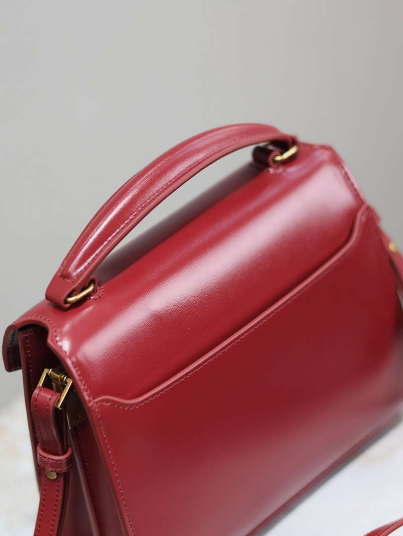 YSL 623930 Cassandra Mini Top Handle In Box Saint Laurent Wine Red