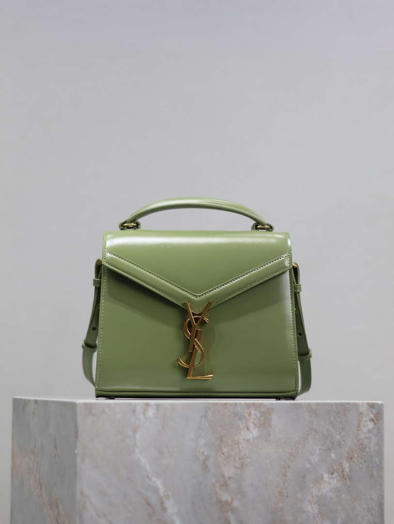 YSL 623930 Cassandra Mini Top Handle In Box Saint Laurent Green - Default Title - View 1