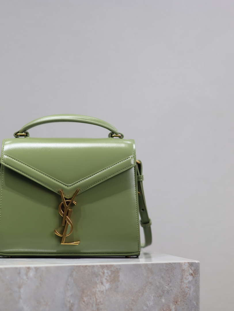 YSL 623930 Cassandra Mini Top Handle In Box Saint Laurent Green - Default Title - View 3