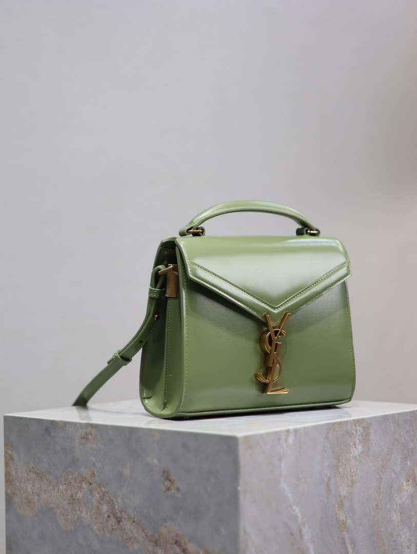 YSL 623930 Cassandra Mini Top Handle In Box Saint Laurent Green
