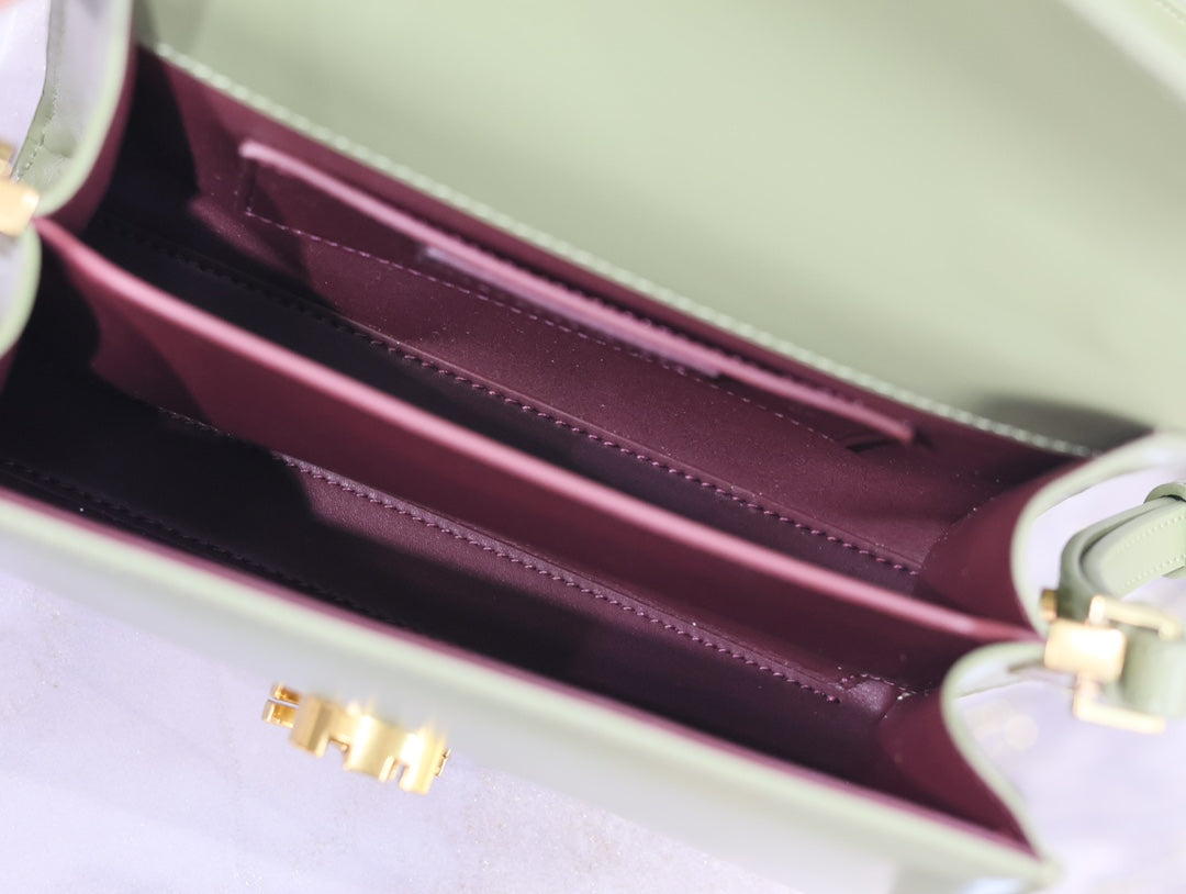 YSL 623930 Cassandra Mini Top Handle In Box Saint Laurent Green