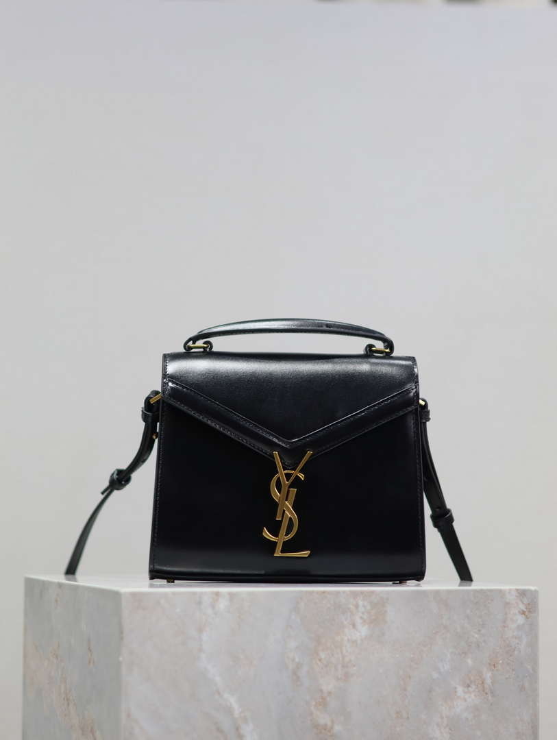 YSL 623930 Cassandra Mini Top Handle In Box Saint Laurent Black