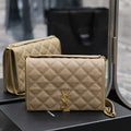 YSL 629246 Saint Laurent Becky Chain Shoulder Bag 25cm Leather Apricot - Default Title - View 1