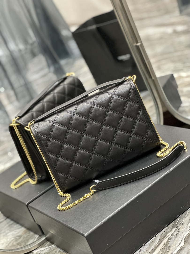 YSL 629246 Saint Laurent Becky Chain Shoulder Bag 25cm Leather Black