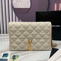 YSL 629246 Saint Laurent Becky Chain Shoulder Bag 25cm Leather Beige Silver - Default Title - View 1