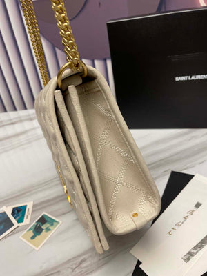 YSL 629246 Saint Laurent Becky Chain Shoulder Bag 25cm Leather Beige Silver - Default Title - View 7