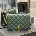 YSL 629246 Saint Laurent Becky Chain Shoulder Bag 25cm Leather Green - Default Title - View 1